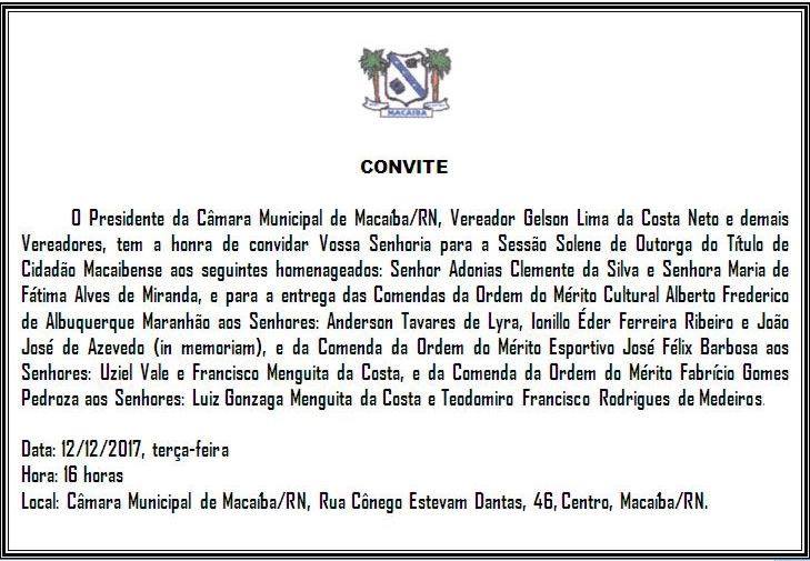 Convite: Câmara Municipal