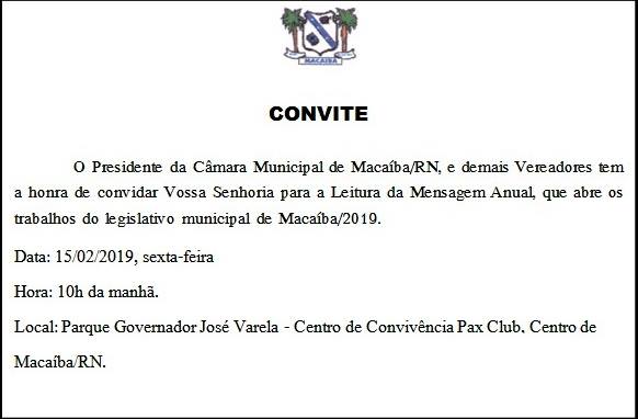 Convite: Leitura da Mensagem Anual