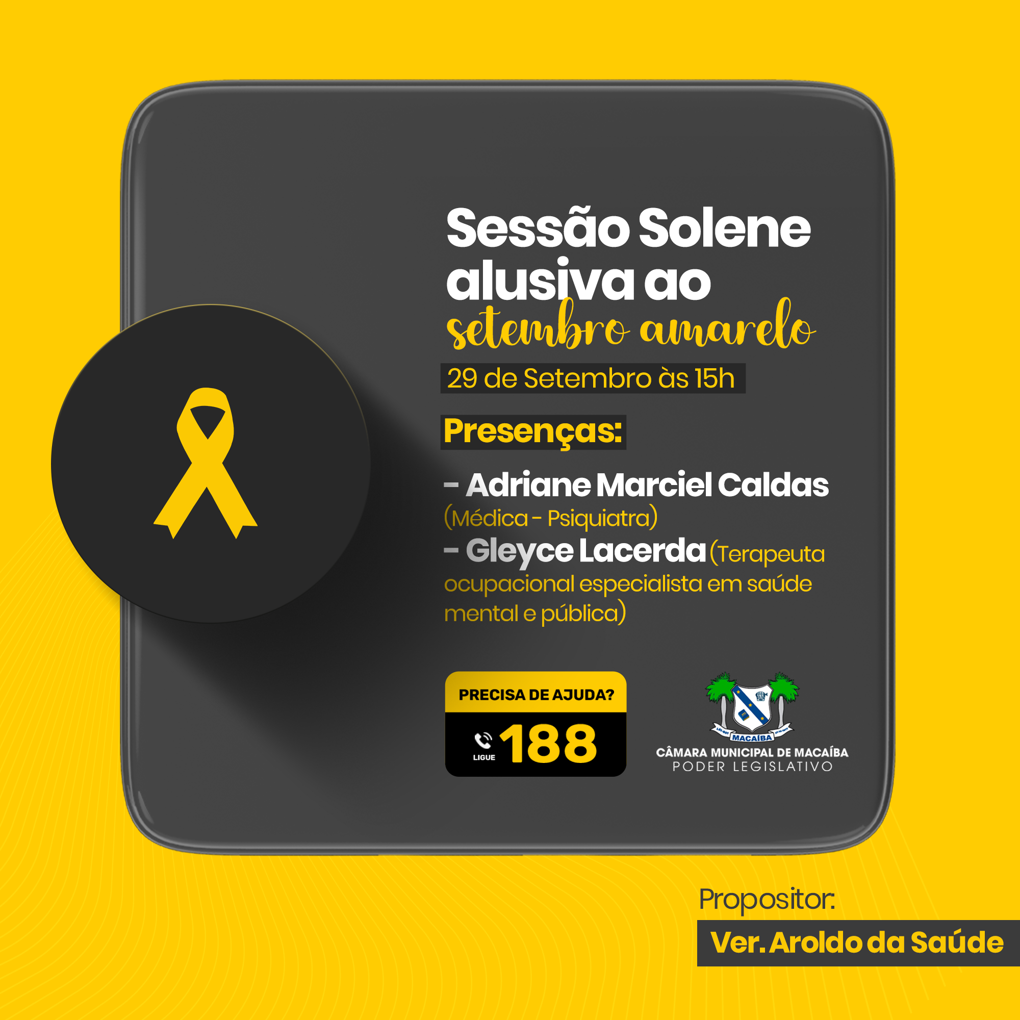 CONVITE – Sessão Solene alusiva ao Setembro Amarelo