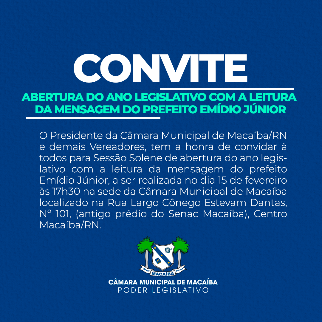 CONVITE – Abertura do Ano Legislativo