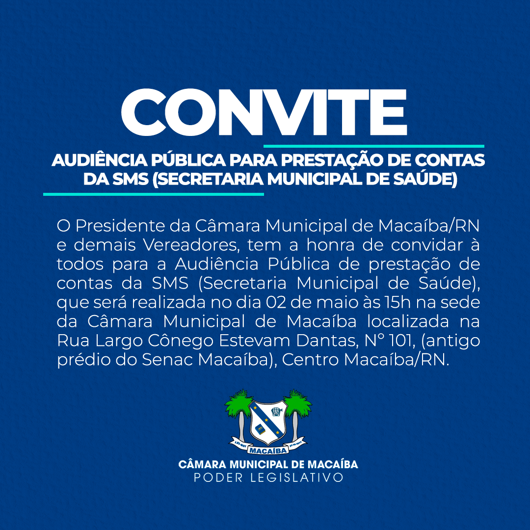 Convite – Audiência Pública para Prestação de Contas da SMS