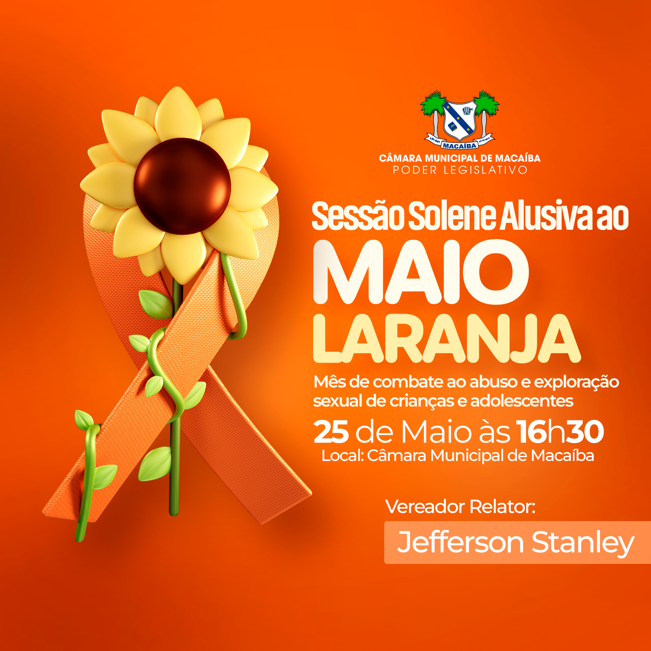 Sessão Solene alusiva ao Maio Laranja 🧡
