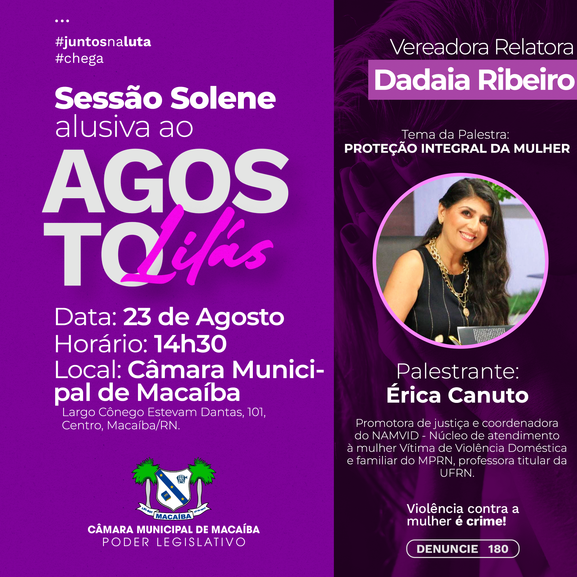 Sessão Solene alusiva ao Agosto Lilás